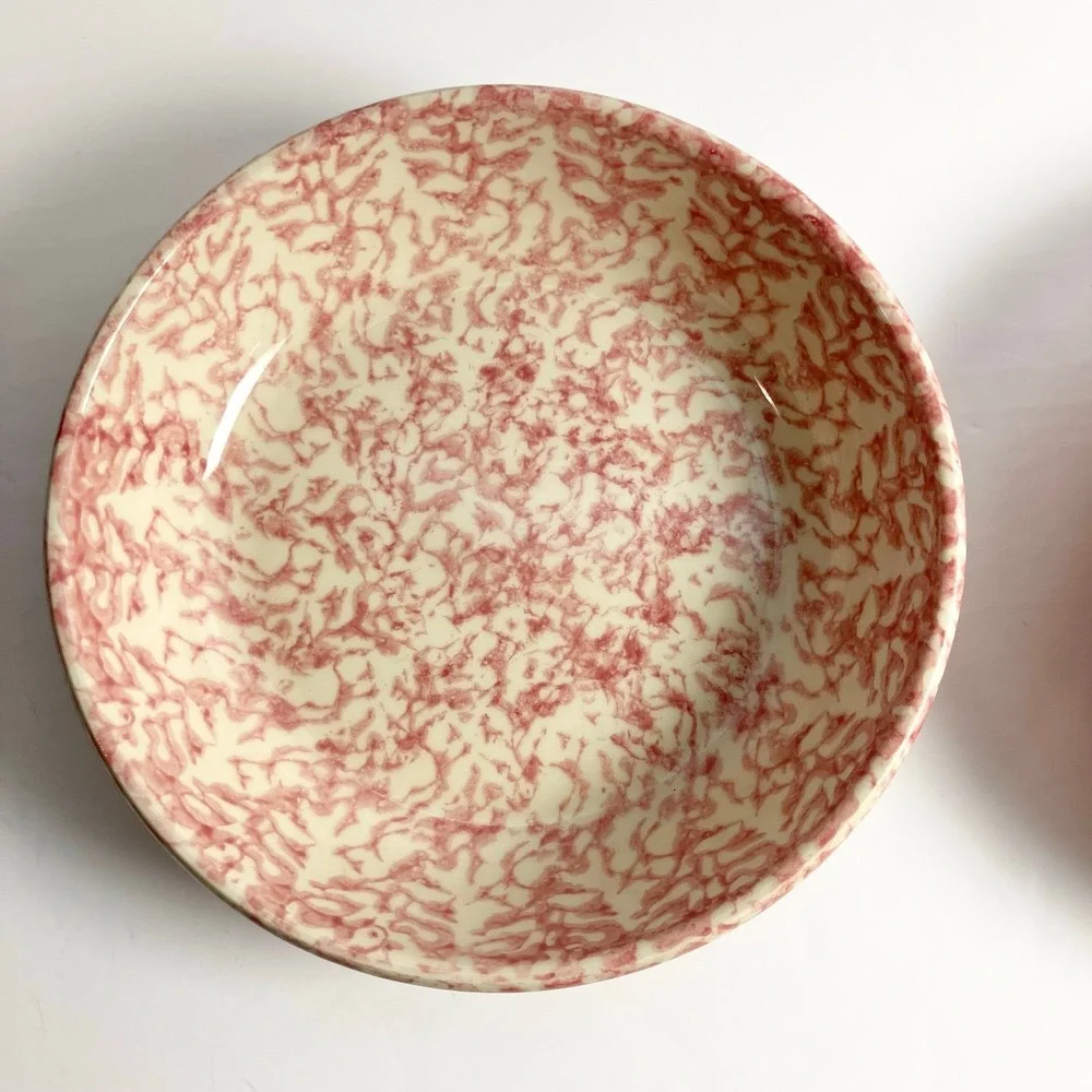 Set of 2 Pink Roseville Pottery Sponge Ware 8